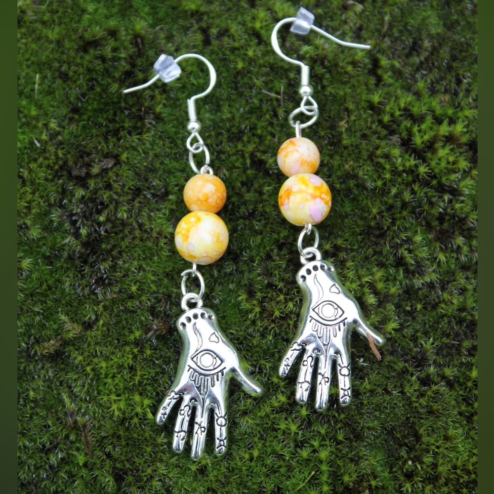 🥳SALE🥳🤚 Silver psychic hand reader dangles